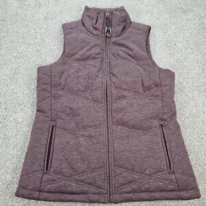 Ascend Quilted Heathered Purple Vest Womens Size M Full Zip Pockets Stand Collar